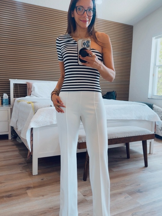 SHEIN Tops - SHEIN Black & White One-Shoulder Striped Crop Top